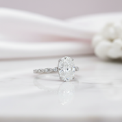 White Gold 3.5ct Oval Cut Diamond Option Engagement Ring-Black Diamonds New York