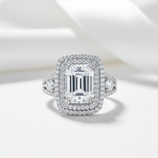White Gold 4.0 ct Emerald Cut Halo Engagement Ring-Black Diamonds New York