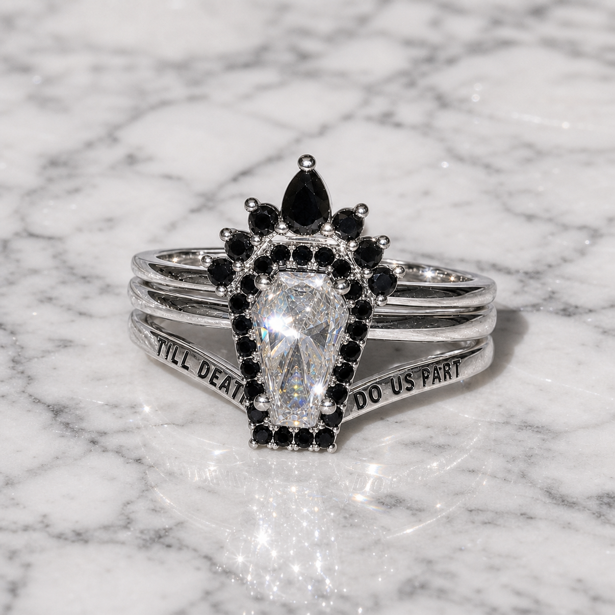 BDNY Until Death fitted-contour v6 approved 2026-08-11 batch 2 | 14k White Gold Clear+Black Moissanite angle 1 | white-gold-clear-black-moissanite-angle-1-fitted-contour-v6.png