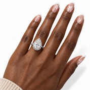 White Gold Double Halo Pear Cut Engagement Ring-Black Diamonds New York