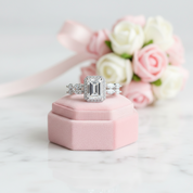 White Gold Emerald Cut Diamond Option Engagement Ring-Black Diamonds New York