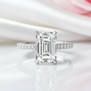 White Gold Emerald Cut Women's Engagement Ring-Black Diamonds New York