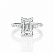White Gold Emerald Cut Women's Engagement Ring-Black Diamonds New York