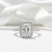 White Gold Halo Radiant Cut Diamond Engagement Ring-Black Diamonds New York