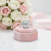 White Gold Halo Radiant Cut Diamond Engagement Ring-Black Diamonds New York