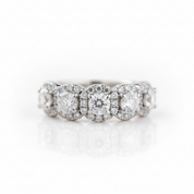 White Gold Halo Round Cut 5 Stone Anniversary Ring-Black Diamonds New York