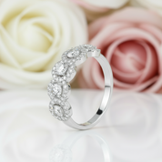 White Gold Halo Round Cut 5 Stone Anniversary Ring-Black Diamonds New York