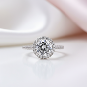 White Gold Halo Round Cut Engagement Ring-Black Diamonds New York