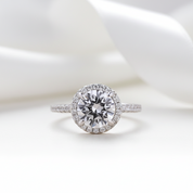 White Gold Halo Round Cut Engagement Ring-Black Diamonds New York