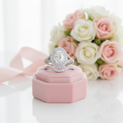 White Gold Oval Cut Diamond Option Double Halo Engagement Ring Set-Black Diamonds New York