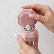 White Gold Oval Cut Simulated Diamond Option Bridal Ring Set-Black Diamonds New York