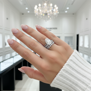 White Gold Oval Cut Simulated Diamond Bridal Ring Set-Black Diamonds New York