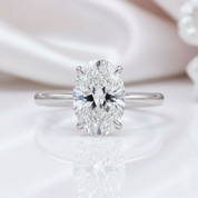 White Gold Oval Cut Simulated Diamond Engagement Ring