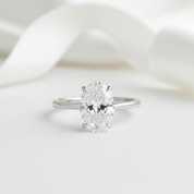White Gold Oval Cut Simulated Diamond Option Engagement Ring-Black Diamonds New York