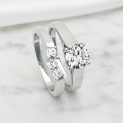 White Gold Round Cut Diamond Option Polished Engagement Ring Set-Black Diamonds New York