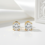 White Gold Round Cut Diamond Stud Earrings-Black Diamonds New York