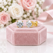 White Gold Round Cut Diamond Option Stud Earrings
