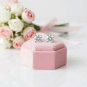 White Gold Round Cut Diamond Stud Earrings-Black Diamonds New York