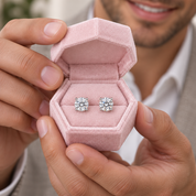 White Gold Round Cut Diamond Option Stud Earrings