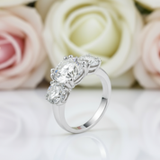 White Gold Round Cut Diamond Three Stone Engagement Ring-Black Diamonds New York