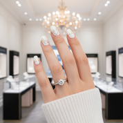 White Gold Round Diamond Art Deco Ring Set-Black Diamonds New York