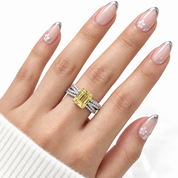 White Gold Yellow Sapphire 3.0ct Emerald Cut Engagement Ring-Black Diamonds New York
