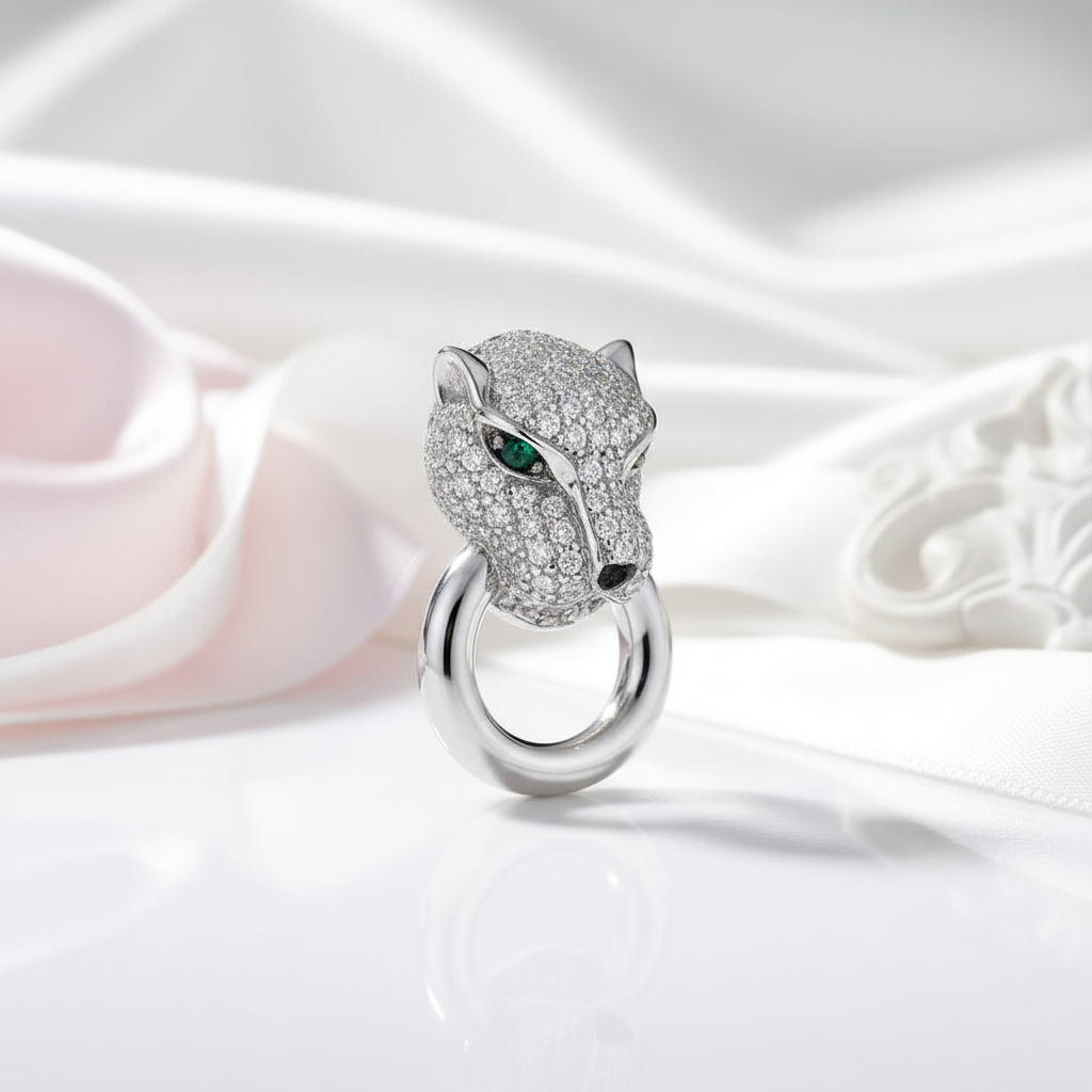 White Panther Pendant-Black Diamonds New York