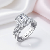 Radiant-Cut Diamond Option Double-Halo Split Shank Ring Set-Black Diamonds New York