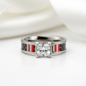 Diamond Option Titanium Wedding Ring with National Flag Inlay-Black Diamonds New York