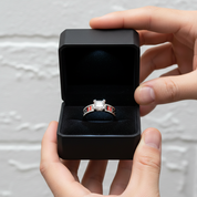 Diamond Option Titanium Wedding Ring with National Flag Inlay-Black Diamonds New York