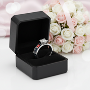 Diamond Option Titanium Wedding Ring with National Flag Inlay-Black Diamonds New York