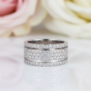 Wide Pave Women's Wedding Band In White Gold-Black Diamonds New York