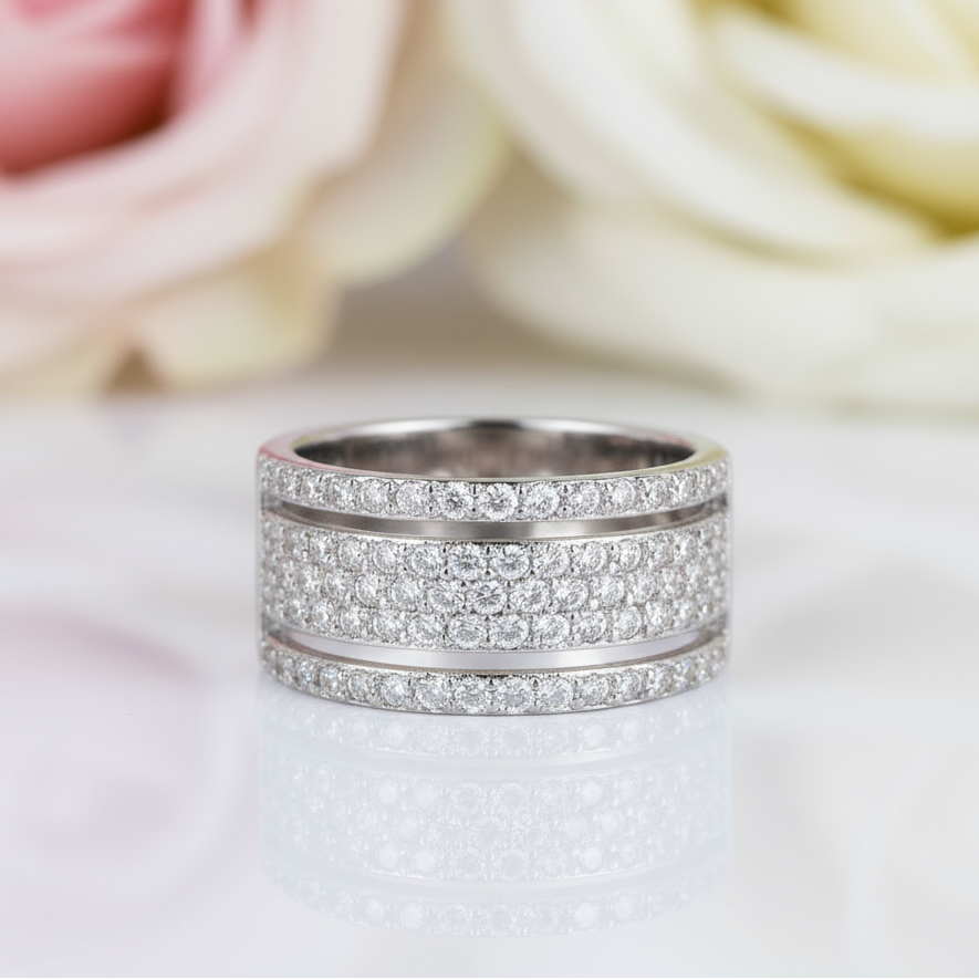 Wide Pave Women's Wedding Band In White Gold-Black Diamonds New York