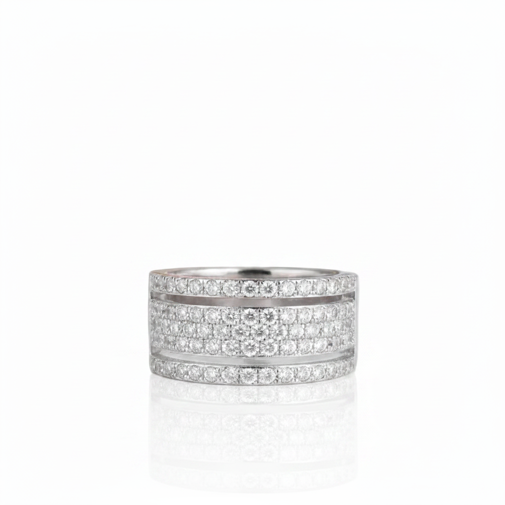 Wide Pave Women's Wedding Band In White Gold-Black Diamonds New York