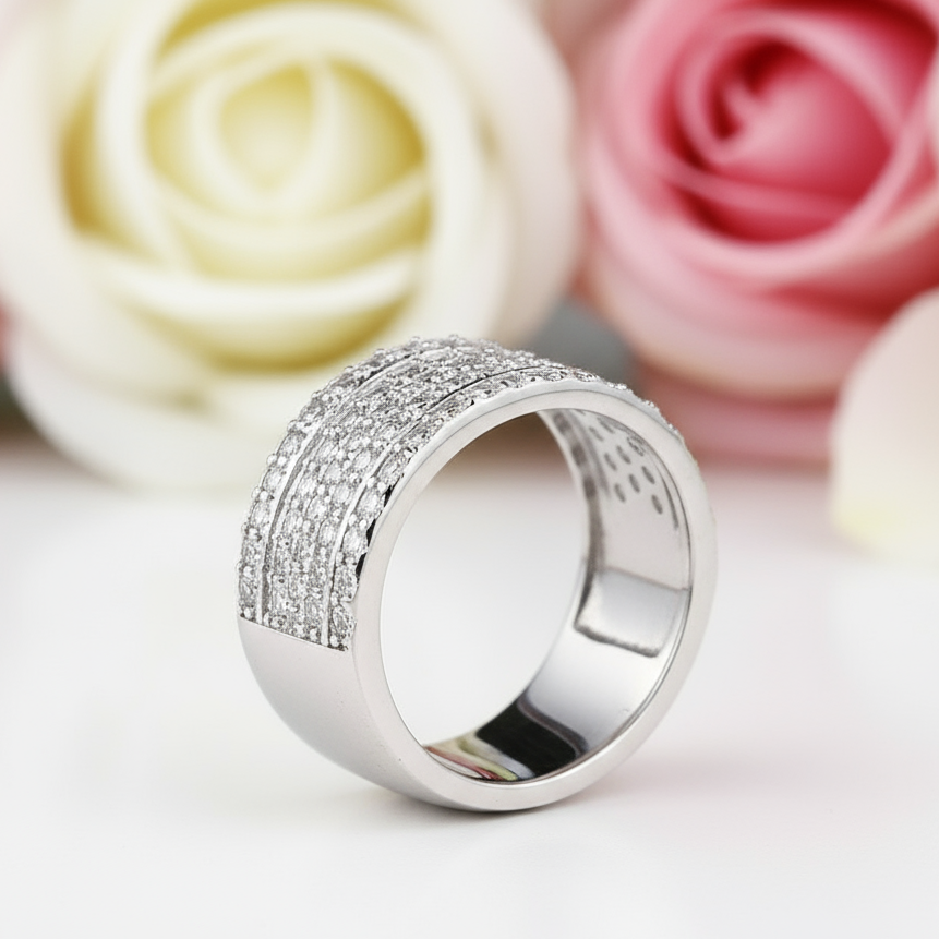 Wide Pave Women's Wedding Band In White Gold-Black Diamonds New York
