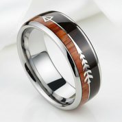 Wood and Arrow Dome Tungsten Men's Wedding Band-Black Diamonds New York