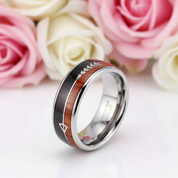 Wood and Arrow Dome Tungsten Men's Wedding Band-Black Diamonds New York