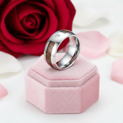 Wood Inlay Men's Tungsten Carbide Wedding Band with Diamond-Black Diamonds New York