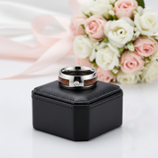 Wood Inlay Men's Tungsten Carbide Wedding Band with Diamond Option-Black Diamonds New York