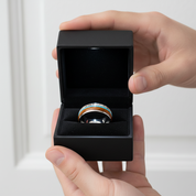 Wood, Malachite, & Antler Men's Tungsten Carbide Wedding Band-Black Diamonds New York