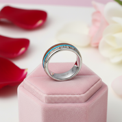 Wood, Malachite, & Antler Men's Tungsten Carbide Wedding Band-Black Diamonds New York