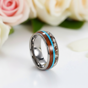 Wood, Malachite, & Antler Men's Tungsten Carbide Wedding Band-Black Diamonds New York