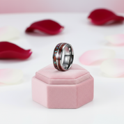 Wood & Shell Men's Tungsten Wedding Band-Black Diamonds New York