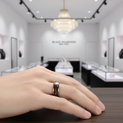 Wood & Shell Men's Tungsten Wedding Band-Black Diamonds New York