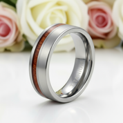 Wood Titanium Men's Wedding Band-Black Diamonds New York