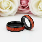 Wooden Black Titanium Domed Wedding Band-Black Diamonds New York