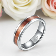 Wooden Men's Tungsten Wedding Band-Black Diamonds New York