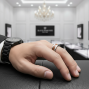 Wooden Men's Tungsten Wedding Band-Black Diamonds New York