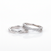 X Criss Cross & Twist Infinity Wedding Band Set-Black Diamonds New York