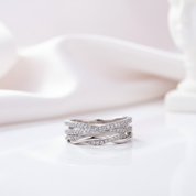 X Criss Cross & Twist Infinity Wedding Band Set-Black Diamonds New York